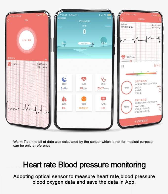 ECG 똑똑한 시계 단계 추적자 호흡 훈련 소맷동 24 시간 혈압 감시자