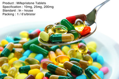 Mifepristone는 구두 약물 길항근 호르몬 약물 10mg, 25mg, 200mg를 메모장에 기입합니다