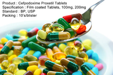 Cefpodoxime Proxetil 정제는 입히는 정제, 100mg의 200mg 구두 약물 항생제를 촬영합니다